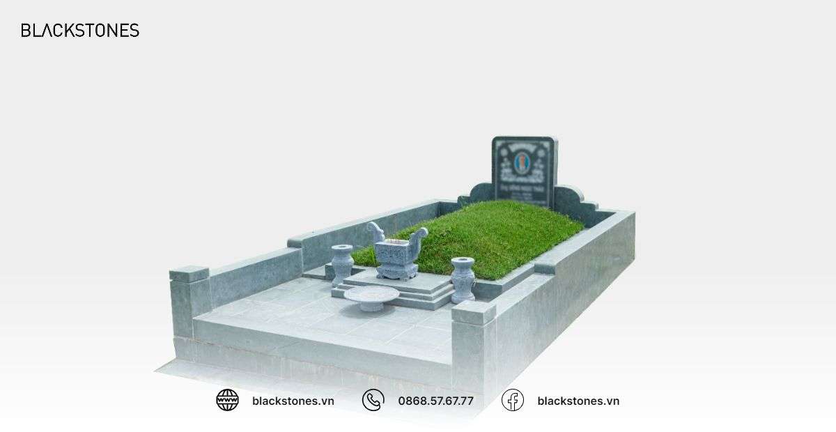 Mộ đơn được xây bằng đá tự nhiên tại Hoa viên Nghĩa trang Sala Garden