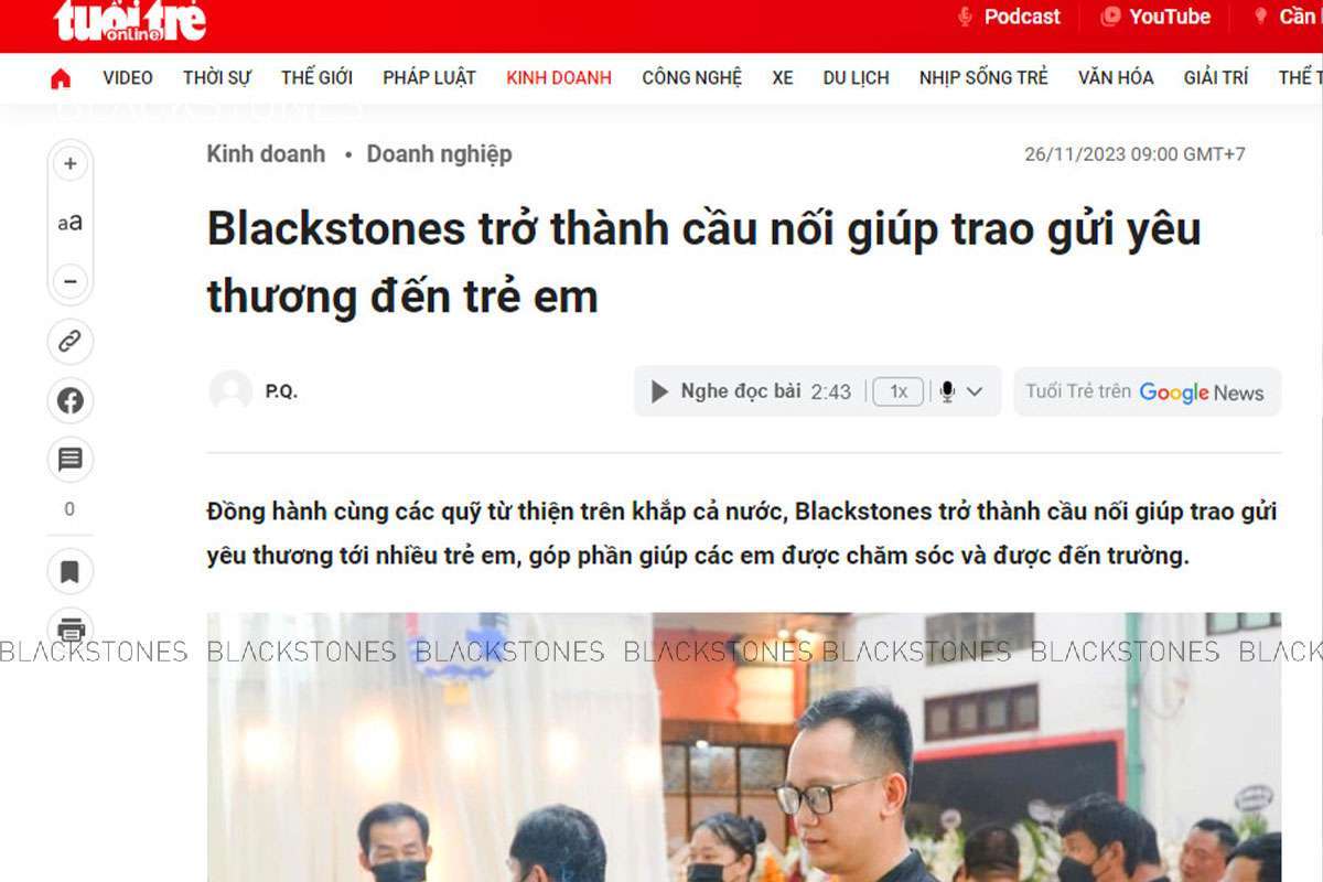 Báo Tuổi trẻ có những câu từ dành cho Blackstones