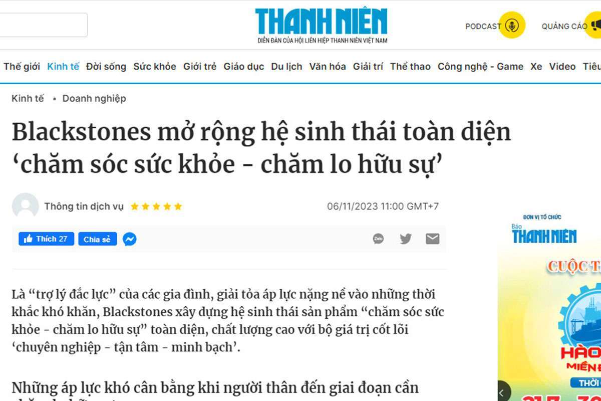 Báo Thanh niên viết về Blackstones